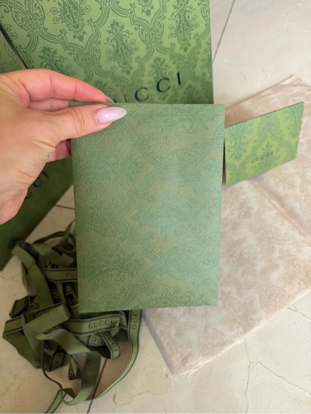 2 authentic Gucci Green Gift Box and Accessories Set